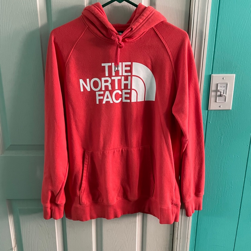Coral and White Northface Hoodie